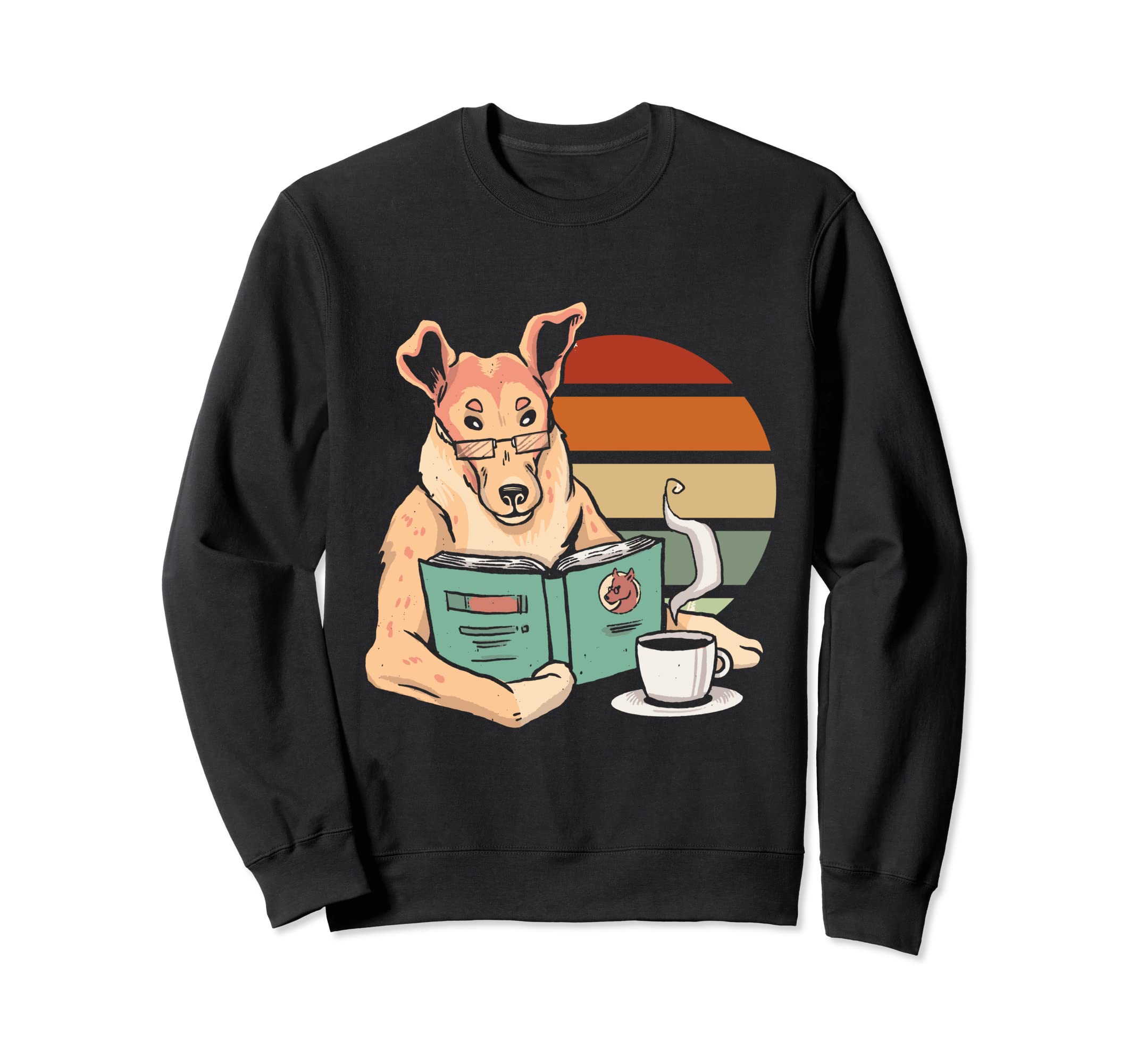 Book Reader Dog Coffe Lover Sweatshirt - Custom Art Print Men Women - T-Shirt, Sweatshirt, Hoodie