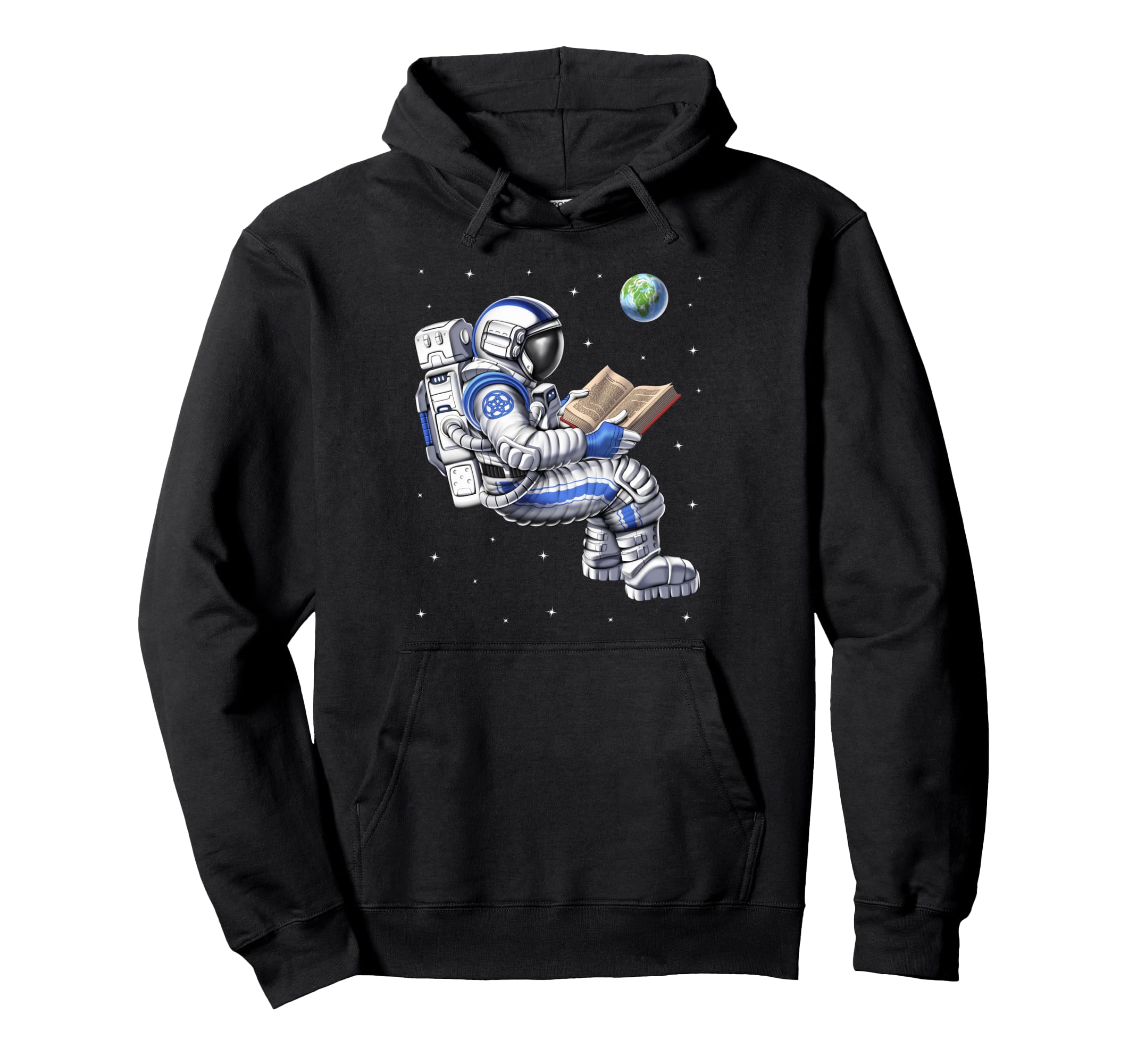 Space Astronaut Reading Book Bookworm Hoodie - Minimalist Print for Adults - T-Shirt, Sweatshirt, Hoodie