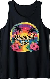 Retro Midnight Sun Paradise Sunset Beach Vacation Tank Top Unisex T-shirt, Sweatshirt, Hoodie, Long Sleeve Tee - T-Shirt, Sweatshirt, Hoodie