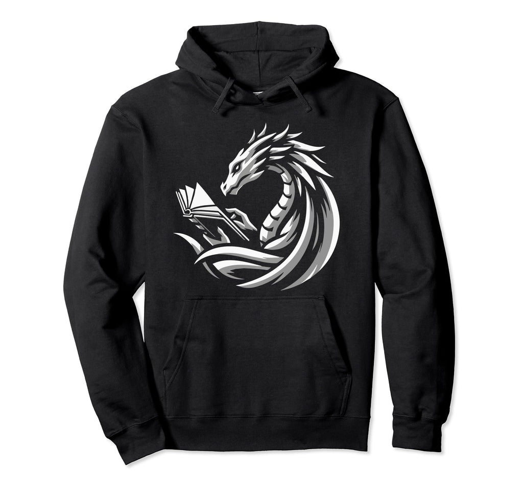 Dragon Reading Book Dragon Enthusiast Hoodie - Aesthetic Graphic Men Women - T-Shirt, Sweatshirt, Hoodie