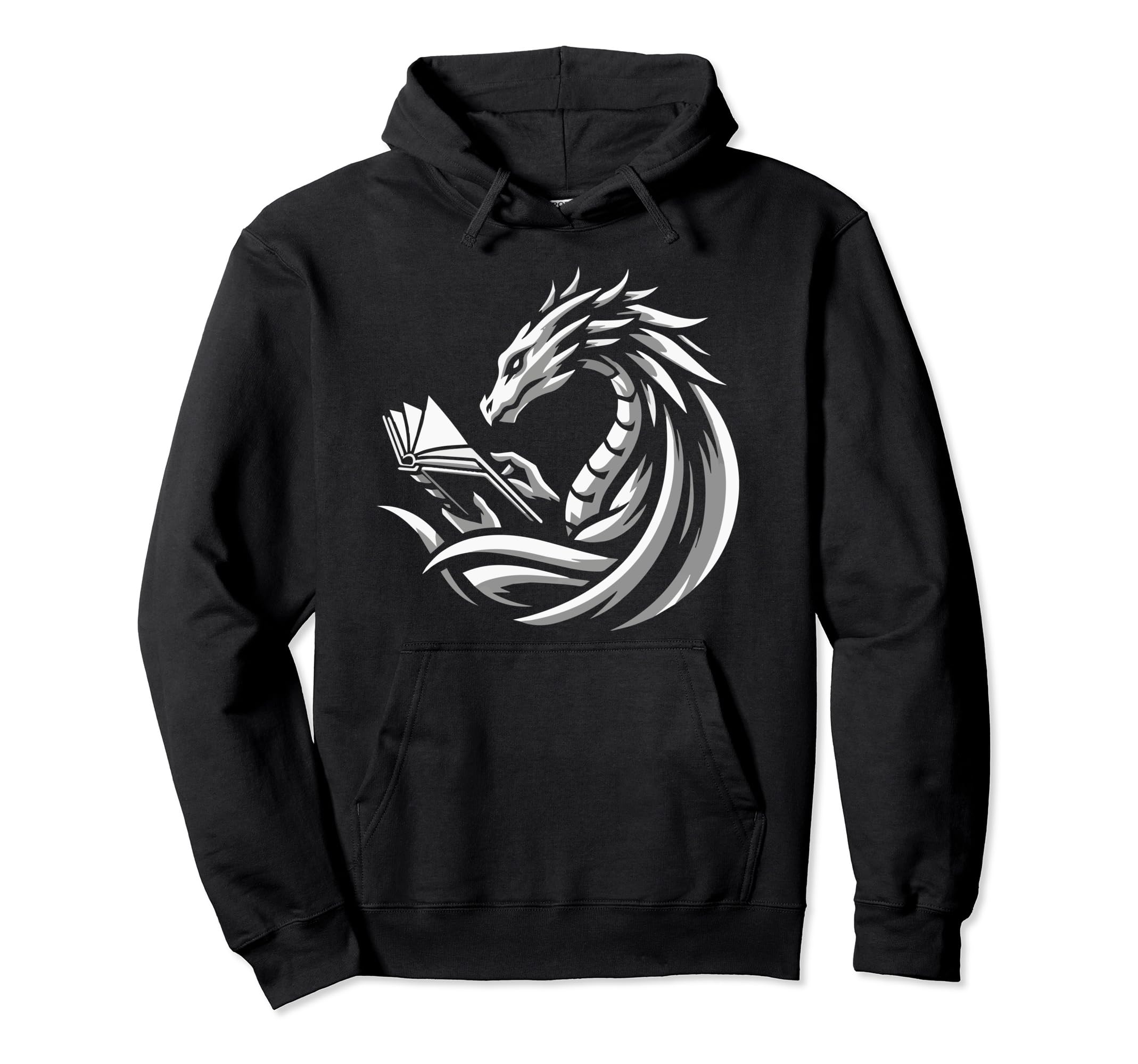 Dragon Reading Book Dragon Enthusiast Hoodie - Aesthetic Graphic Men Women - T-Shirt, Sweatshirt, Hoodie