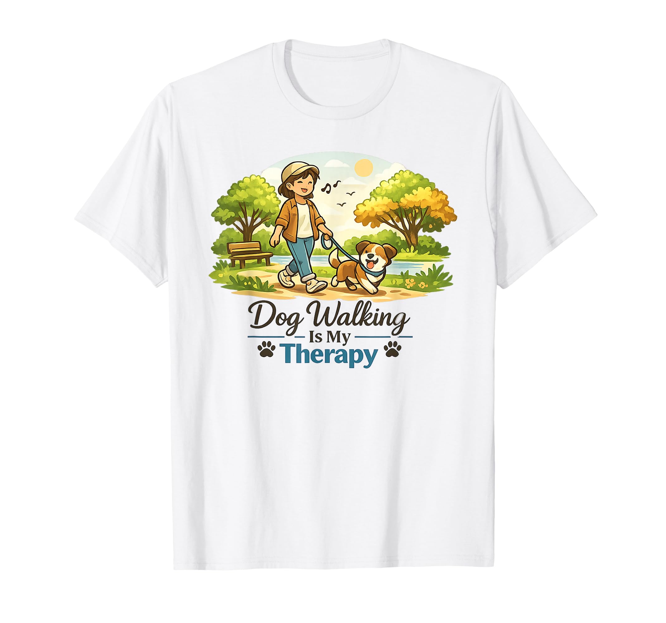 Dog Walking Is My Therapy Funny Dog T-Shirt - Custom Art Print for Adults - T-Shirt, Sweatshirt, Hoodie