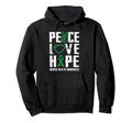 Peace Love Hope Green Ribbon Funny Mental Hoodie - Graphic Print Unisex - T-Shirt, Sweatshirt, Hoodie