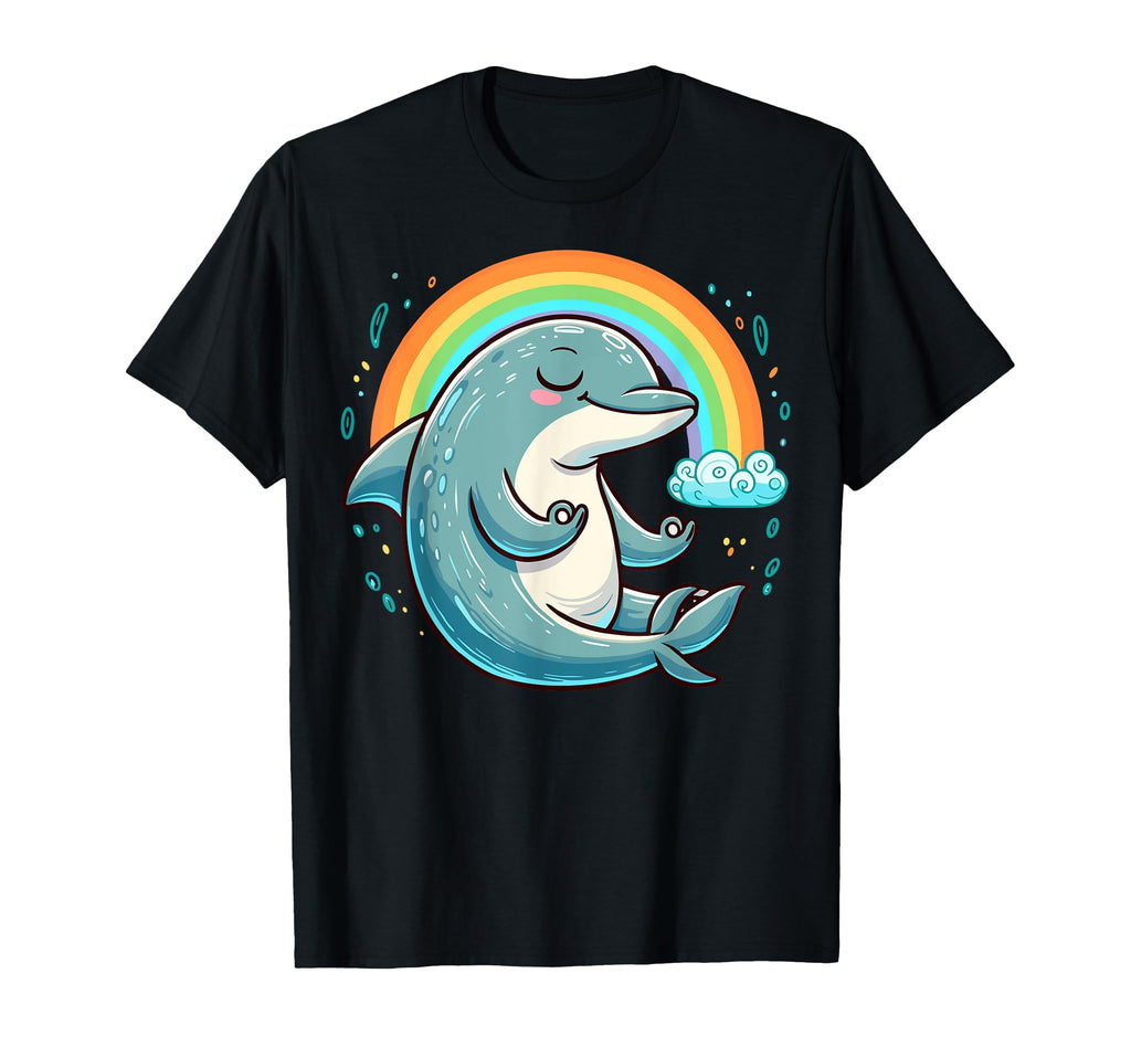 Meditation Dolphin Yoga Pose Relaxing T-Shirt - Minimalist Print Men Women - T-Shirt, Sweatshirt, Hoodie