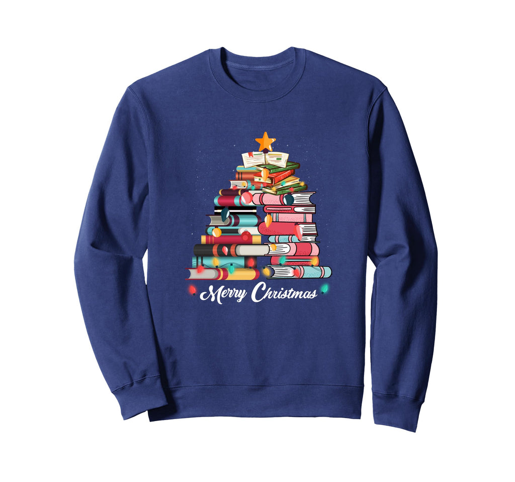 Tree Books Book Lover Gifts Holiday Sweatshirt - Unique Graphic Men Women - T-Shirt, Sweatshirt, Hoodie