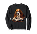Dog Basset Hound Reading Book Sweatshirt - Unique Graphic for Adults - T-Shirt, Sweatshirt, Hoodie