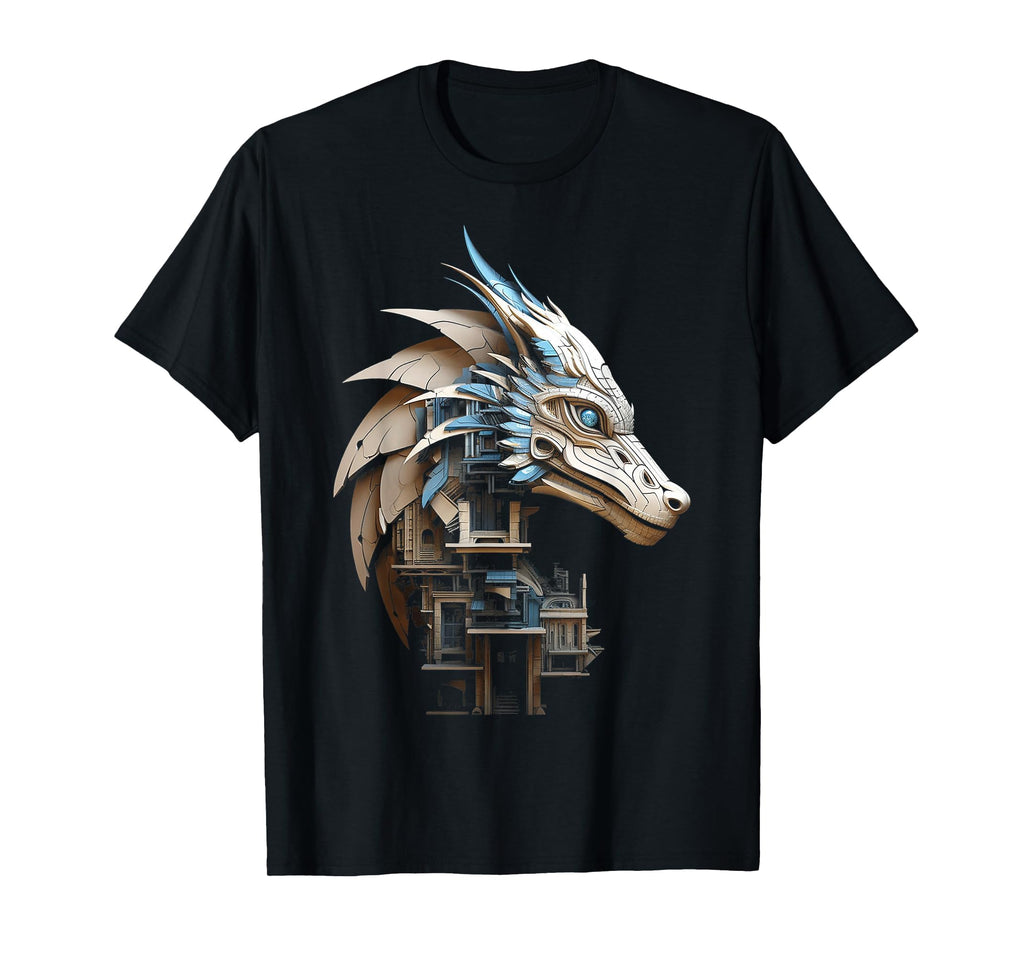 Dragon Artwork Robot House Animal T-Shirt - Casual Everyday Wear Men Women - T-Shirt, Sweatshirt, Hoodie