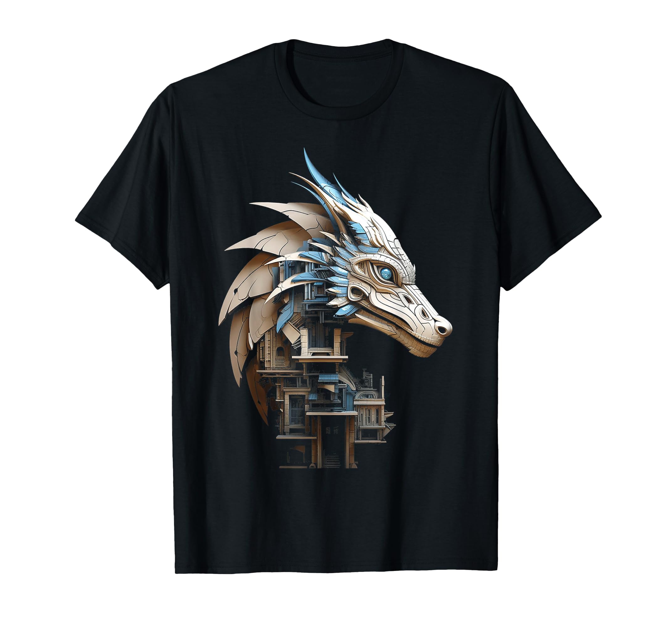 Dragon Artwork Robot House Animal T-Shirt - Casual Everyday Wear Men Women - T-Shirt, Sweatshirt, Hoodie