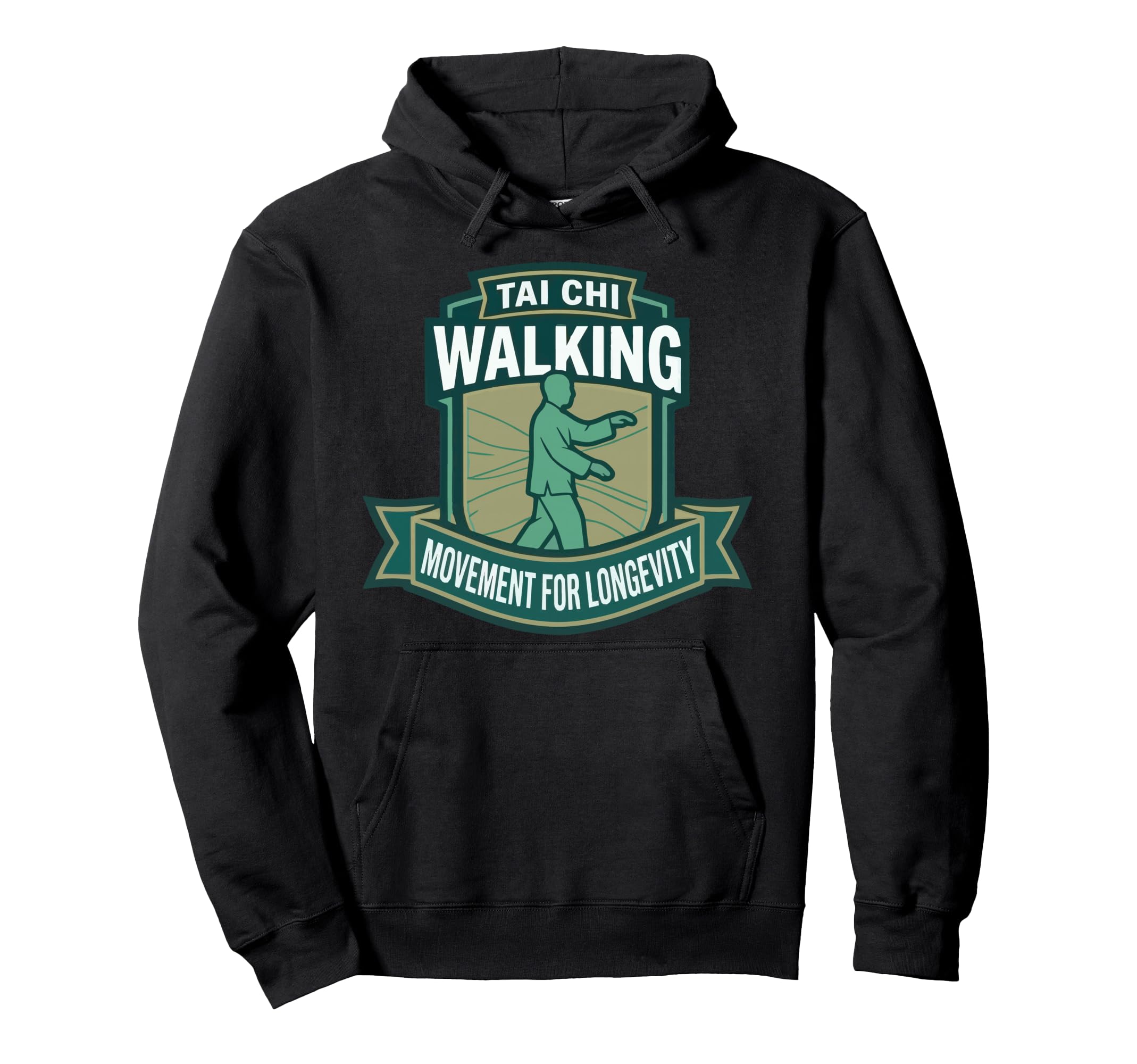 Tai Chi Walking Seniors Longevity Hoodie - Graphic Print for Adults - T-Shirt, Sweatshirt, Hoodie