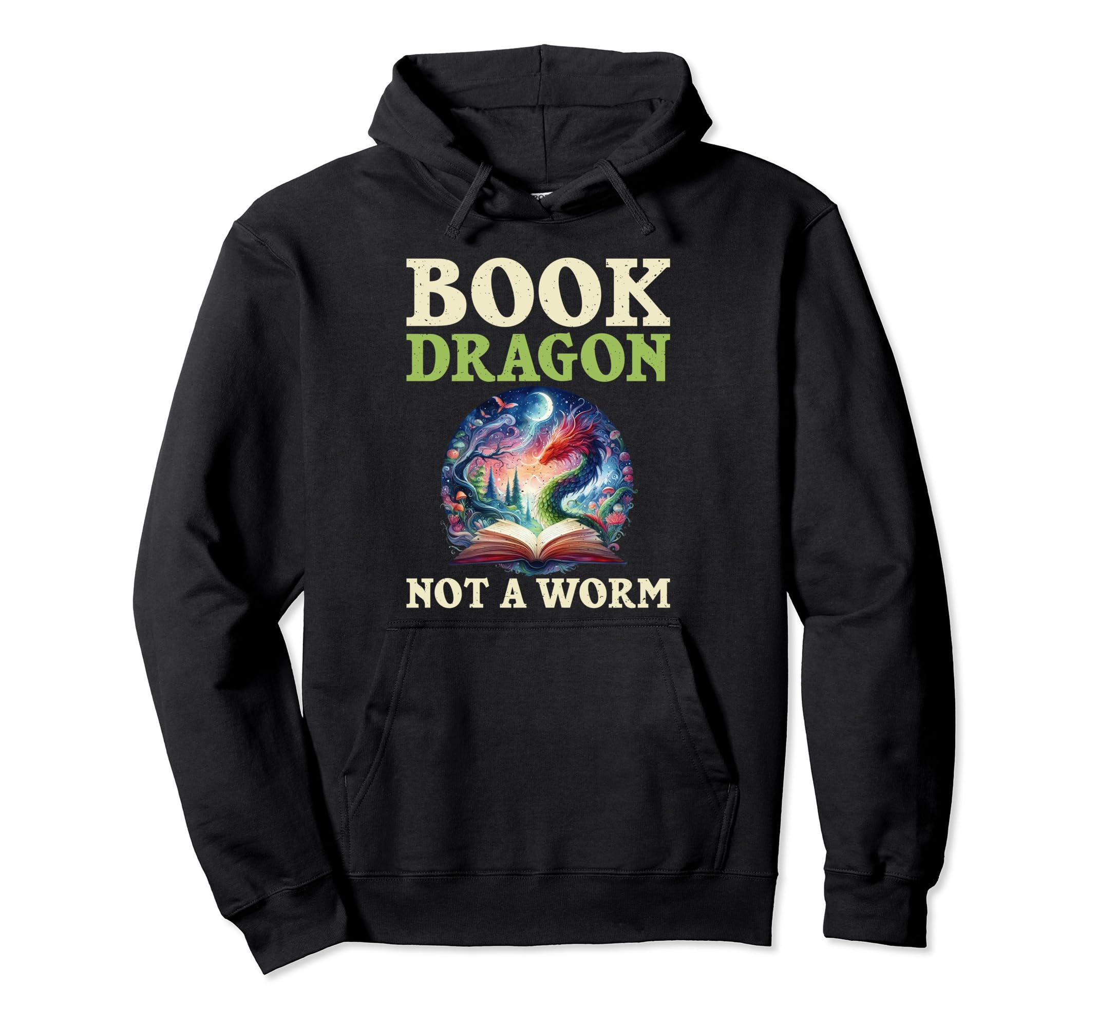 Book Dragon Not Worm Fantasy Hoodie - Aesthetic Graphic Men Women - T-Shirt, Sweatshirt, Hoodie