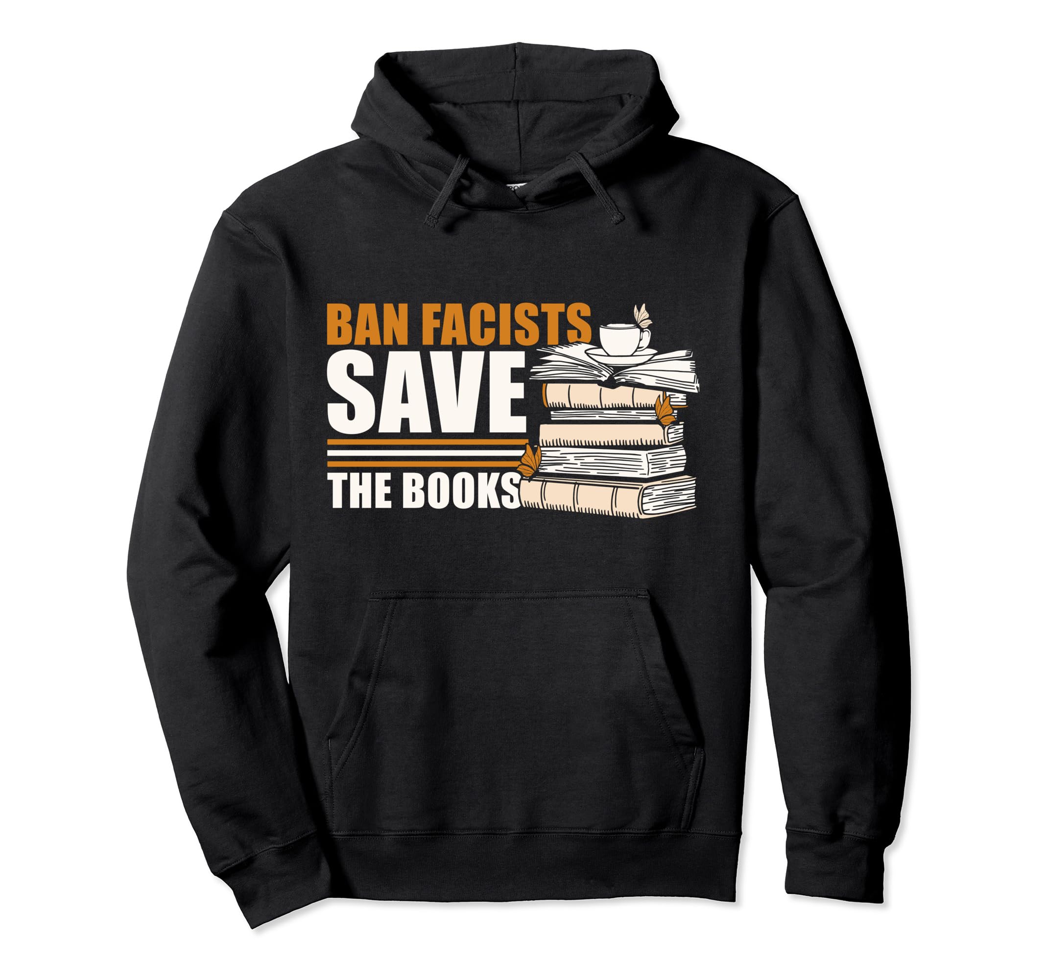 Ban Fascists Save Books Introvert Hoodie - Unique Graphic Men Women - T-Shirt, Sweatshirt, Hoodie