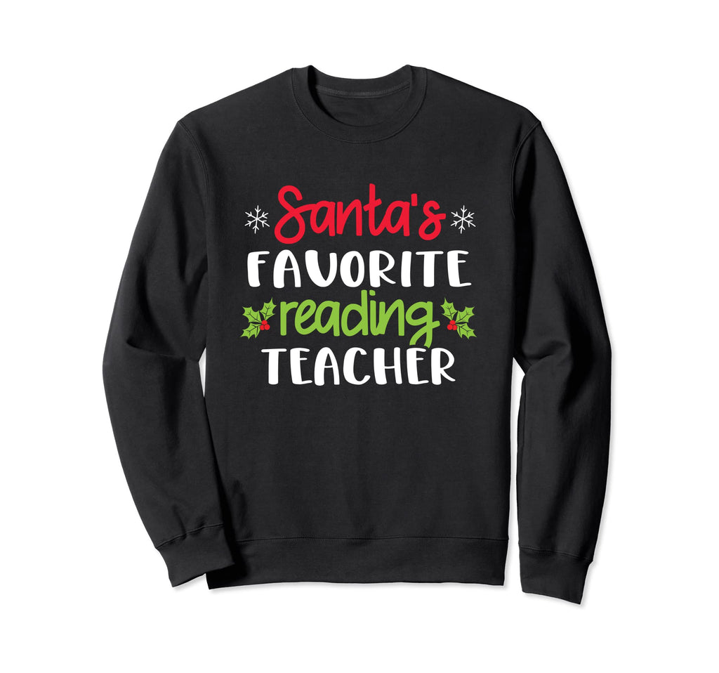 Santas Favorite Reading Teacher Sweatshirt - Minimalist Print Unisex - T-Shirt, Sweatshirt, Hoodie