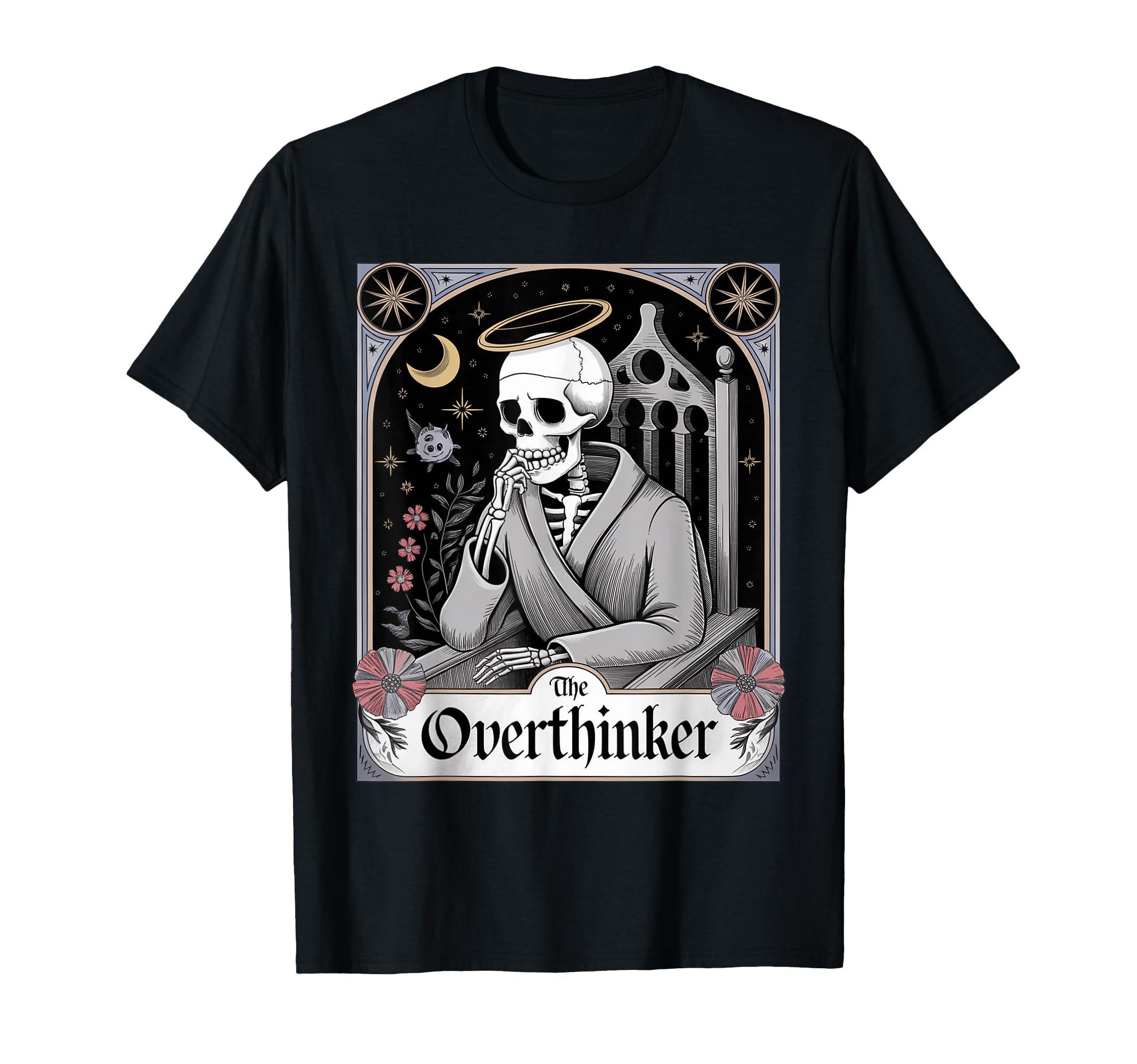 Overthinker Gothic Skeleton Art T-Shirt - Unique Graphic Men Women - T-Shirt, Sweatshirt, Hoodie