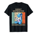Easily Distracted Dragons And Books Nerd T-Shirt - Graphic Print for Adults - T-Shirt, Sweatshirt, Hoodie