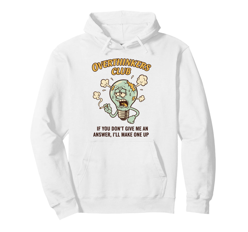 Overthinkers Club Light Bulb Hoodie - Custom Art Print Unisex - T-Shirt, Sweatshirt, Hoodie