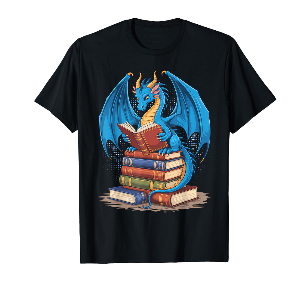 Dragon Reading Book Bookworm Lover T-Shirt - Minimalist Print Unisex - T-Shirt, Sweatshirt, Hoodie