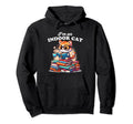 Indoor Cat Book Lover Reading Coffee Hoodie - Trendy Graphic Men Women - T-Shirt, Sweatshirt, Hoodie