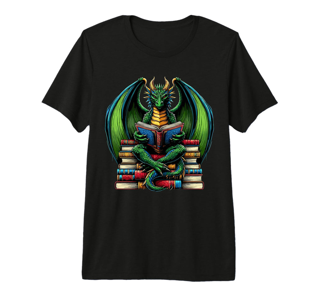 Books Dragon Reading Book Tri Blend T-Shirt - Custom Art Print for Adults - T-Shirt, Sweatshirt, Hoodie