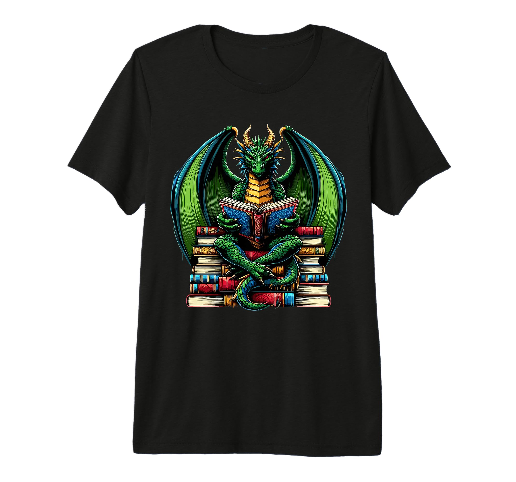 Books Dragon Reading Book Tri Blend T-Shirt - Custom Art Print for Adults - T-Shirt, Sweatshirt, Hoodie
