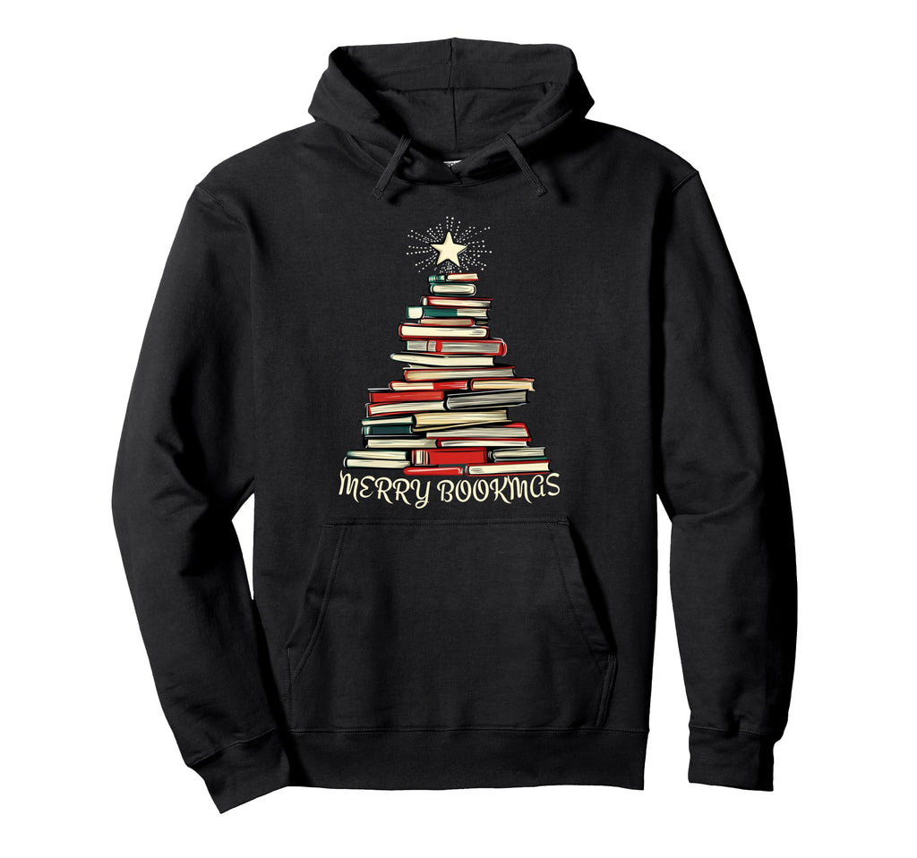 Merry Bookmas Book Tree Book Love Reader Hoodie - Graphic Print Unisex - T-Shirt, Sweatshirt, Hoodie