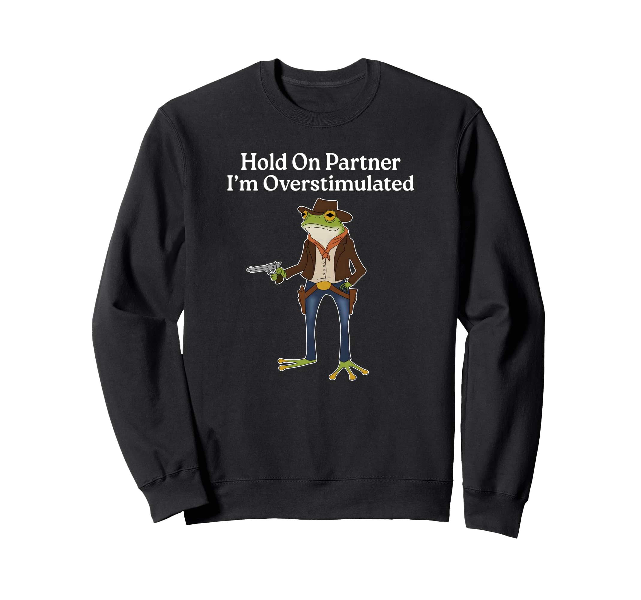 Hold Partner Im Overstimulated Sweatshirt - Aesthetic Graphic for Adults - T-Shirt, Sweatshirt, Hoodie