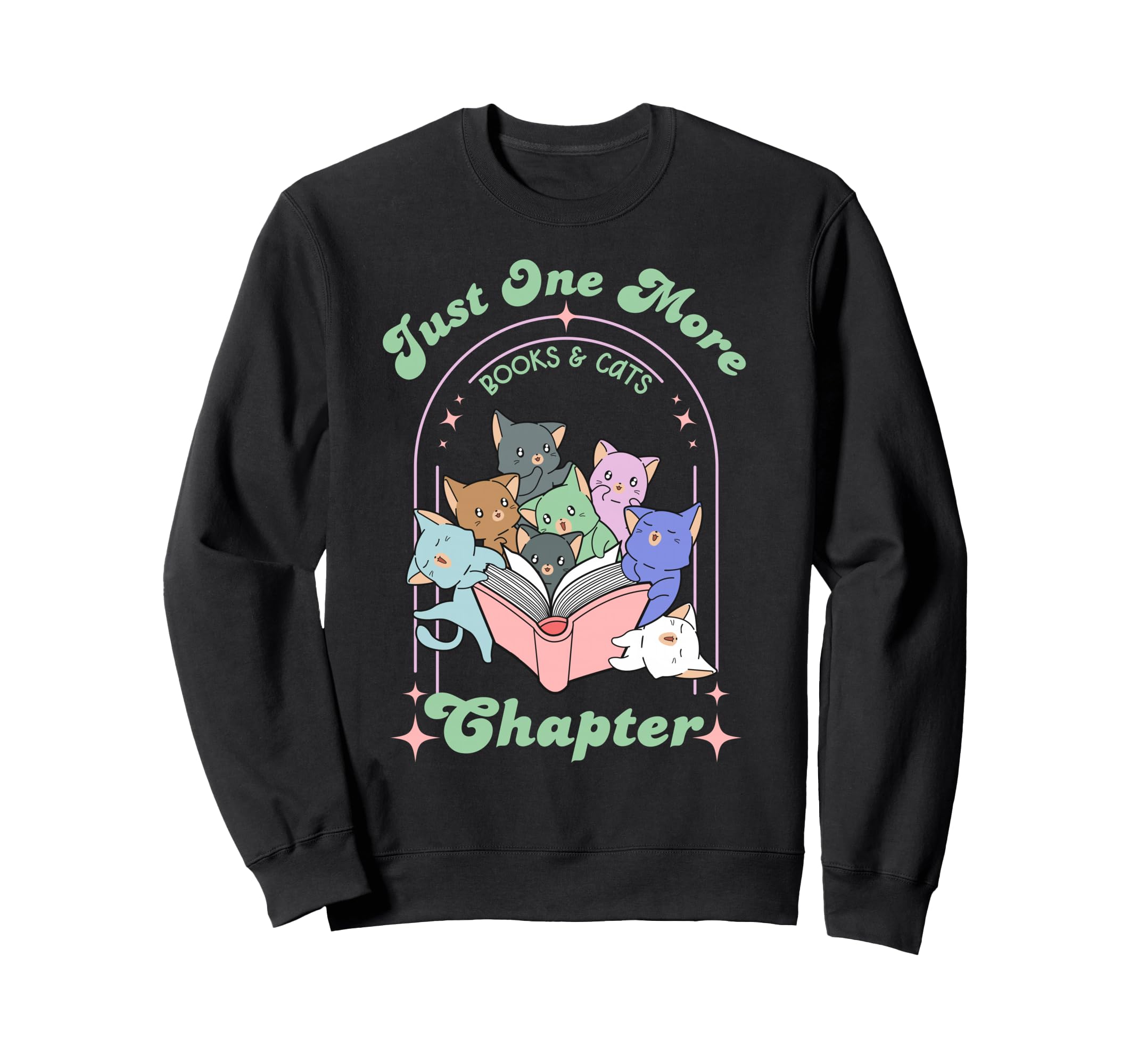 Just One More Chapter Cat And Book Sweatshirt - Aesthetic Graphic Unisex - T-Shirt, Sweatshirt, Hoodie