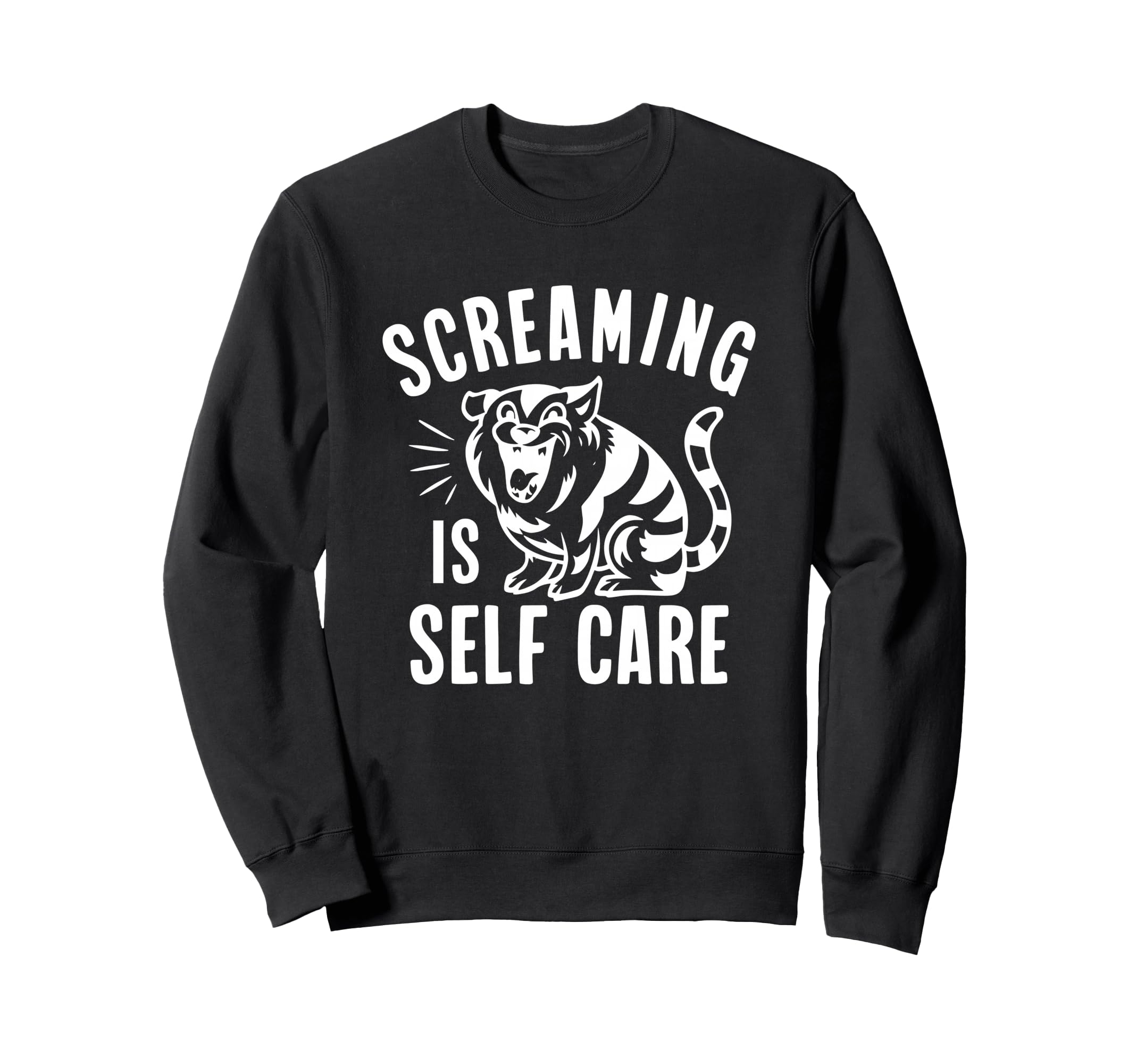 Screaming Is Self Care Funny Cat Sweatshirt - Aesthetic Graphic for Adults - T-Shirt, Sweatshirt, Hoodie