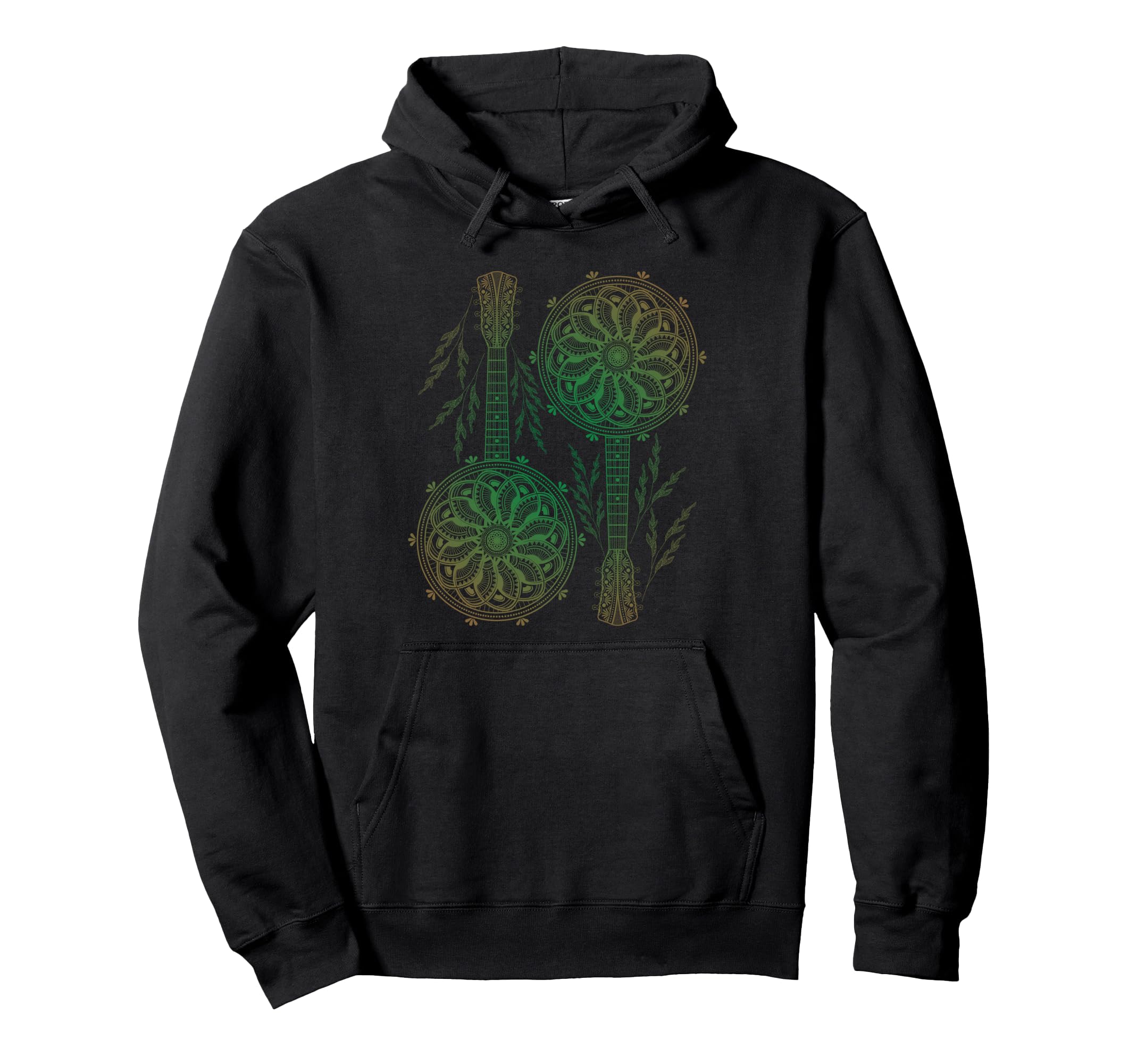 Banjo Circle Mandala Art Mindfulness Nature Hoodie - Unique Graphic Unisex - T-Shirt, Sweatshirt, Hoodie