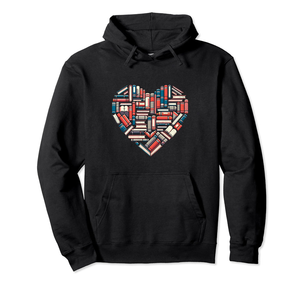 Heart Library Books Book Reading Bookworm Hoodie - Graphic Print Men Women - T-Shirt, Sweatshirt, Hoodie