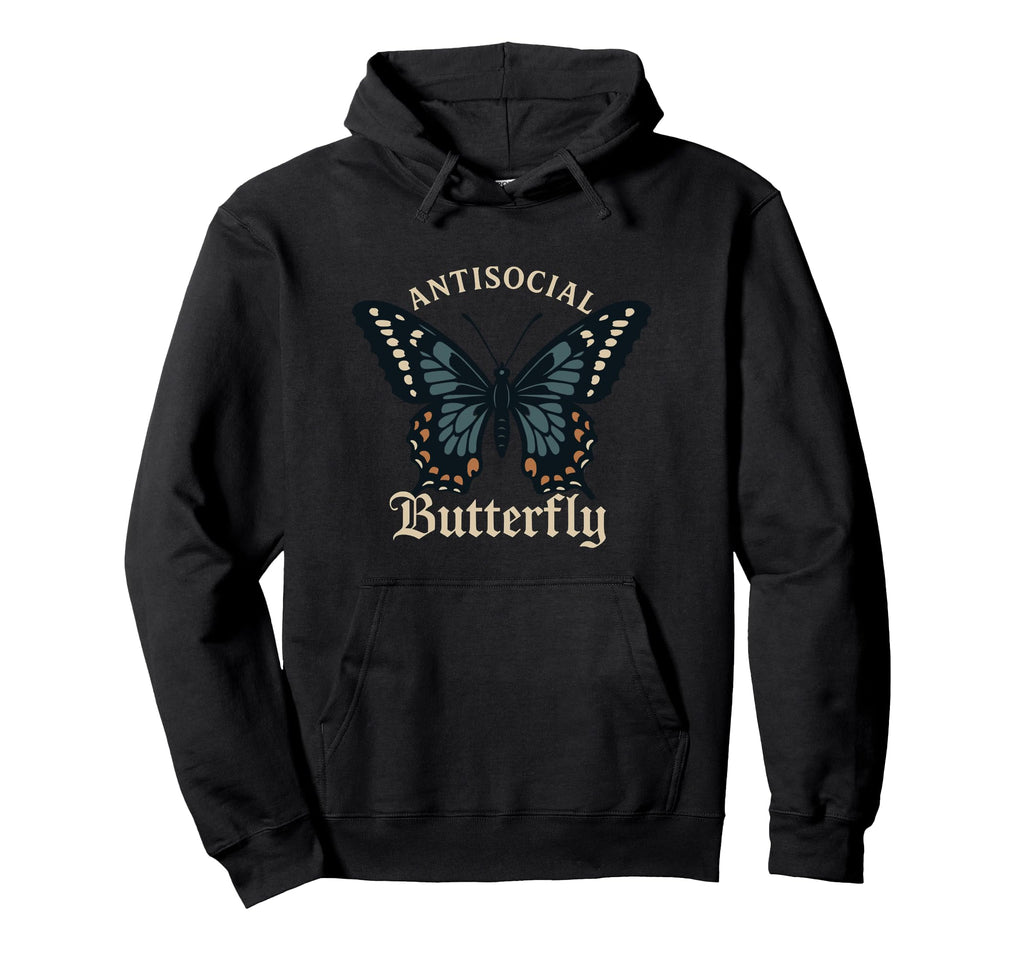 Antisocial Butterfly Fairycore Introvert Hoodie - Unique Graphic Unisex - T-Shirt, Sweatshirt, Hoodie