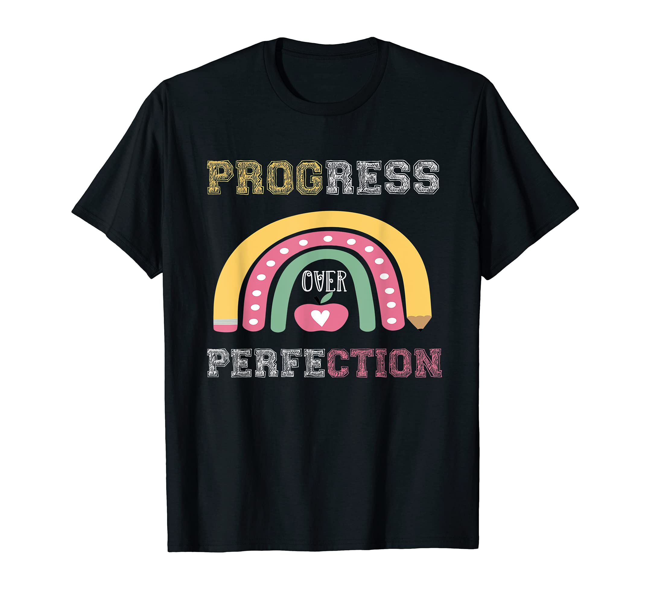 Teacher Progress Over Perfection Back To T-Shirt - Minimalist Print Unisex - T-Shirt, Sweatshirt, Hoodie