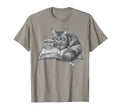 Cat Napping Open Book Tea Cup Reading T-Shirt - Unique Graphic Men Women - T-Shirt, Sweatshirt, Hoodie