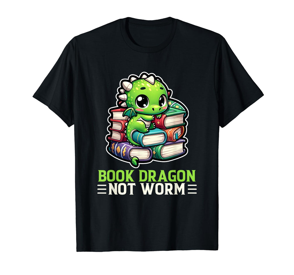 Book Dragon Not Worm Kawaii Book T-Shirt - Custom Art Print for Adults - T-Shirt, Sweatshirt, Hoodie