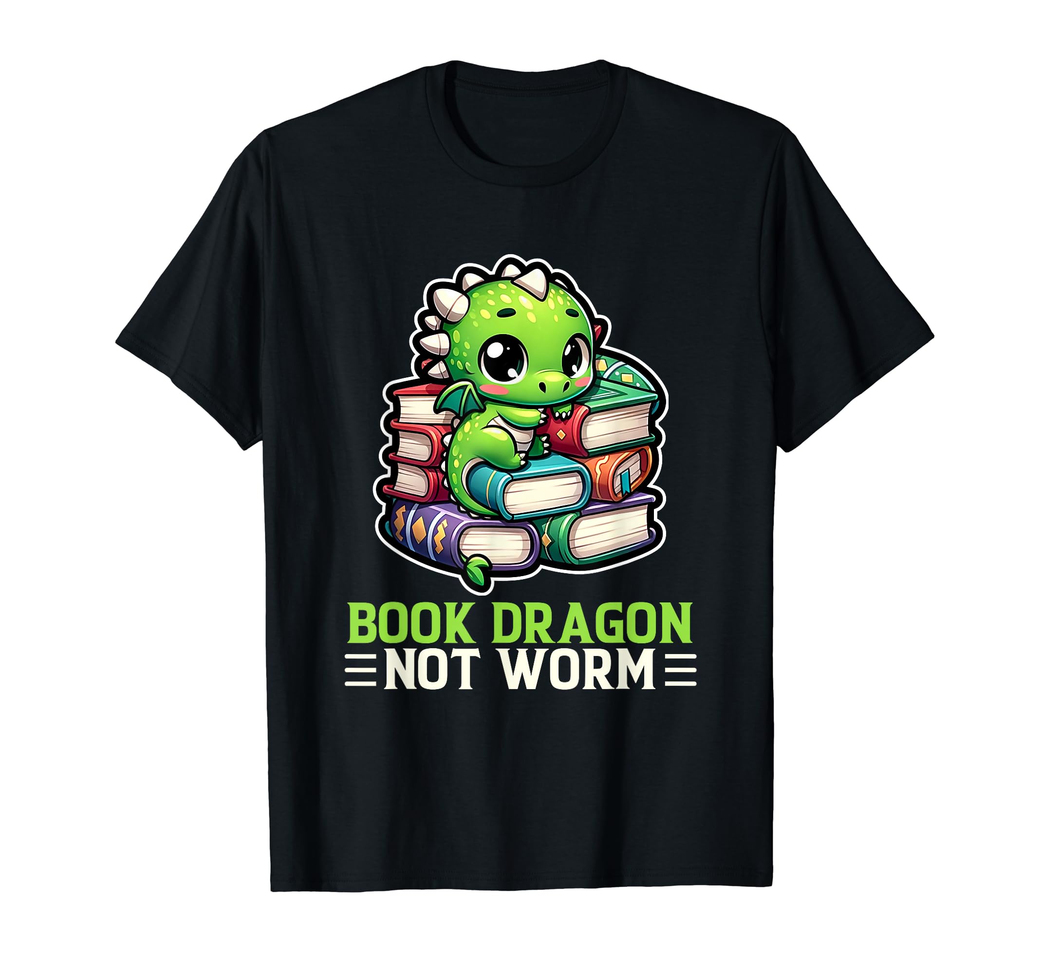 Book Dragon Not Worm Kawaii Book T-Shirt - Custom Art Print for Adults - T-Shirt, Sweatshirt, Hoodie