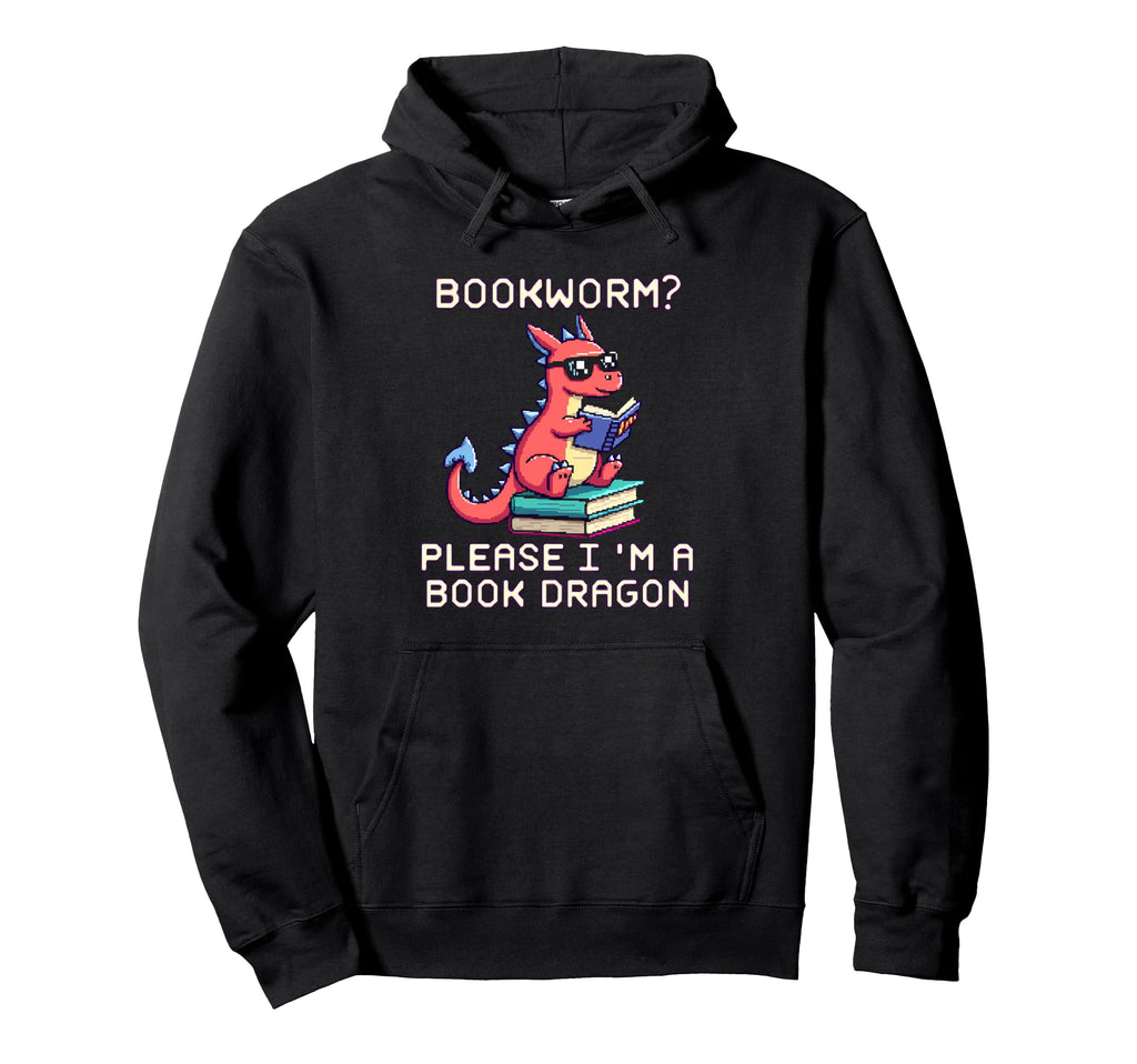 Bookworm Please Im Book Dragon Hoodie - Minimalist Print Men Women - T-Shirt, Sweatshirt, Hoodie