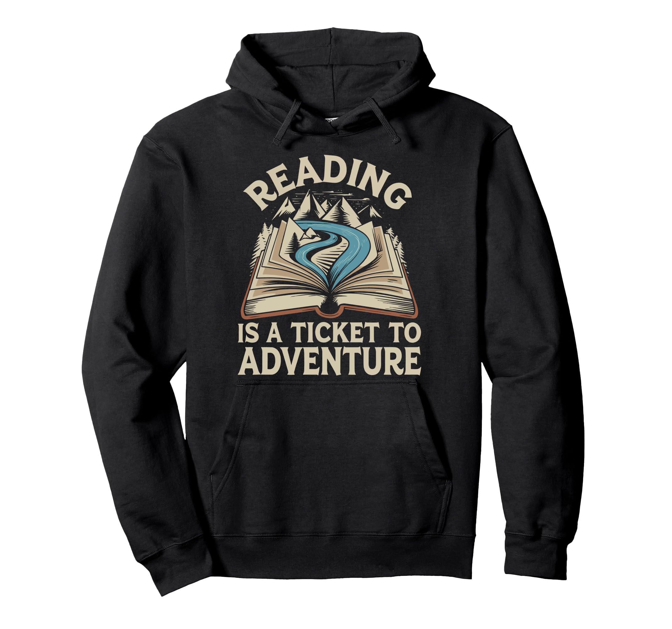 Reading Is Ticket To Adventure Hoodie - Minimalist Print for Adults - T-Shirt, Sweatshirt, Hoodie