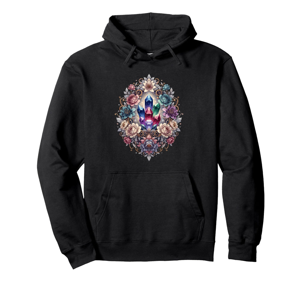 Colorful Crystal Cluster Surrounded Hoodie - Minimalist Print Unisex - T-Shirt, Sweatshirt, Hoodie