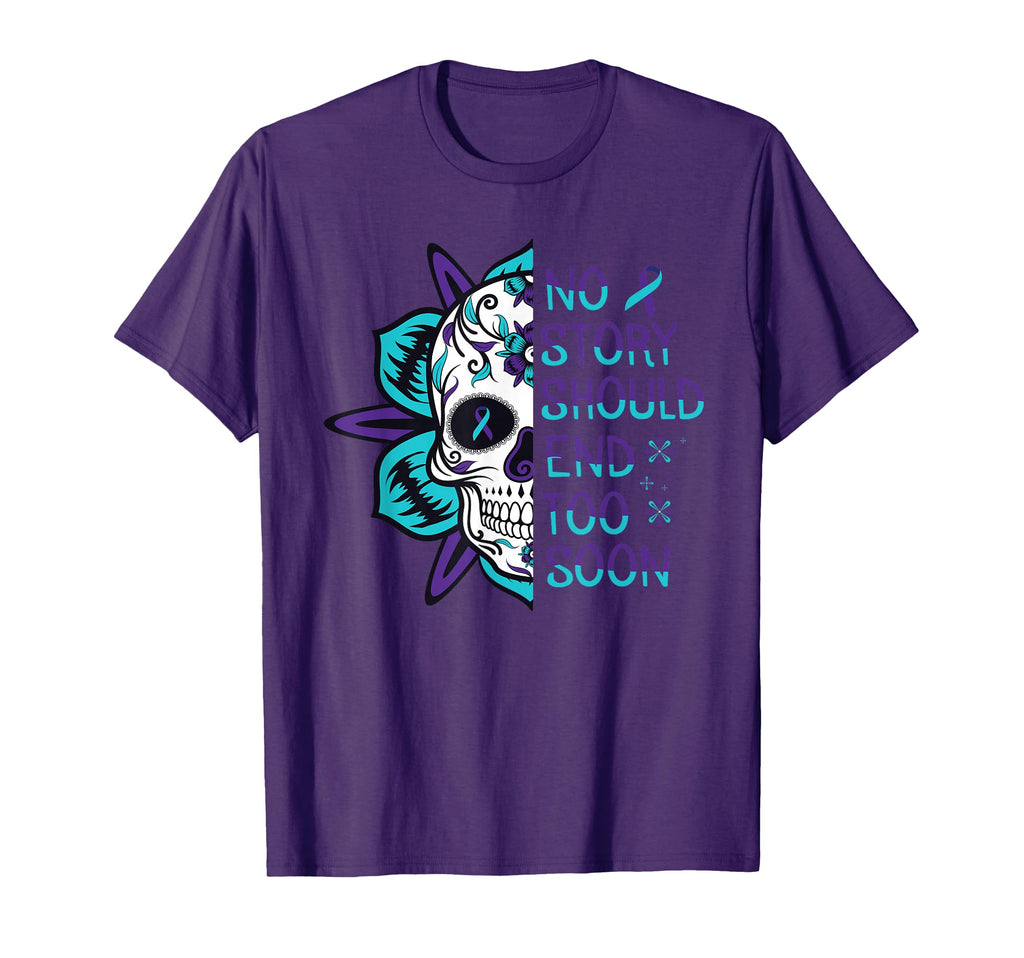 Floral Skull Suicide Awareness T-Shirt - Custom Art Print for Adults - T-Shirt, Sweatshirt, Hoodie