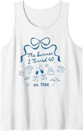 Summer I Turned Forty 40th Birthday Seashell Coastal Bow Tank Top Unisex T-shirt, Sweatshirt, Hoodie, Long Sleeve Tee - T-Shirt, Sweatshirt, Hoodie