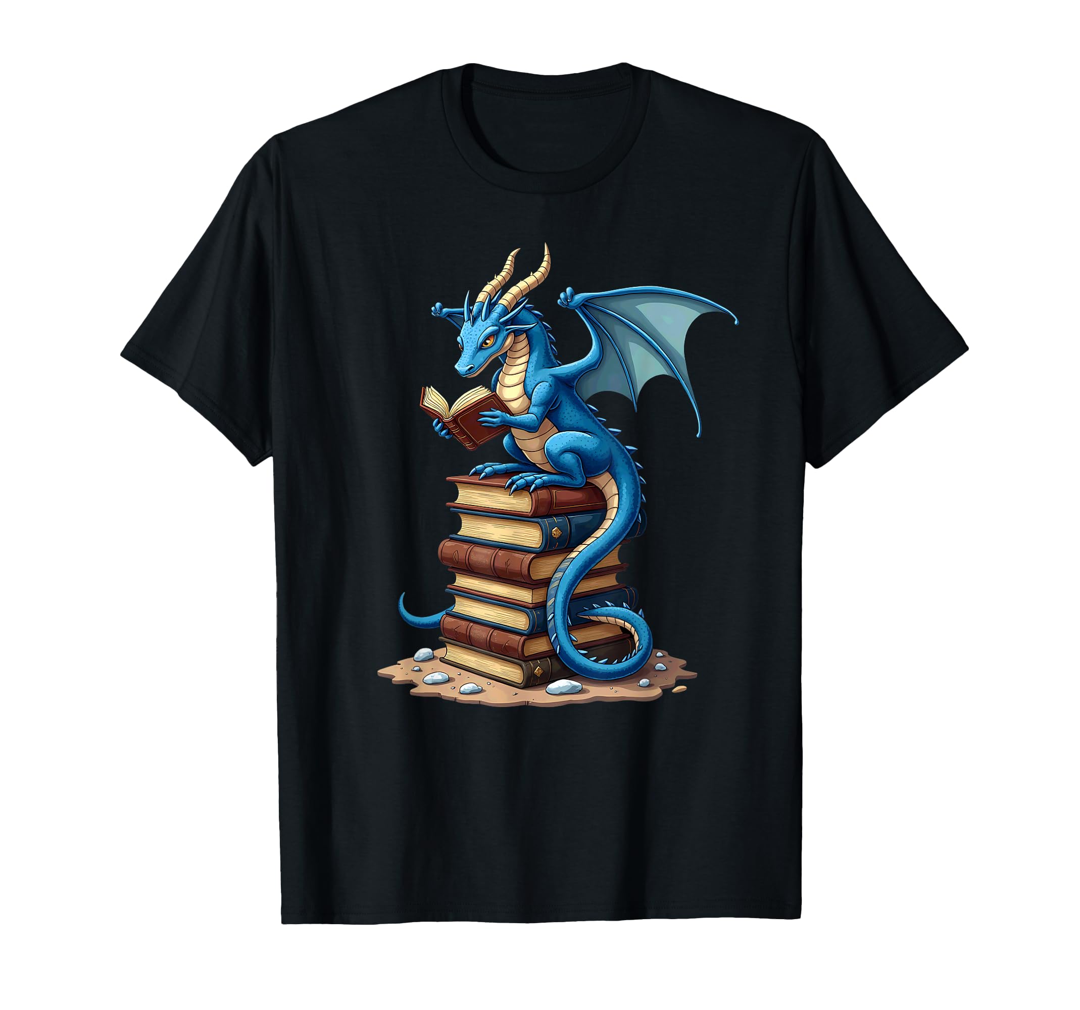 Fantasy Dragon Reading Books Library T-Shirt - Streetwear Style Men Women - T-Shirt, Sweatshirt, Hoodie