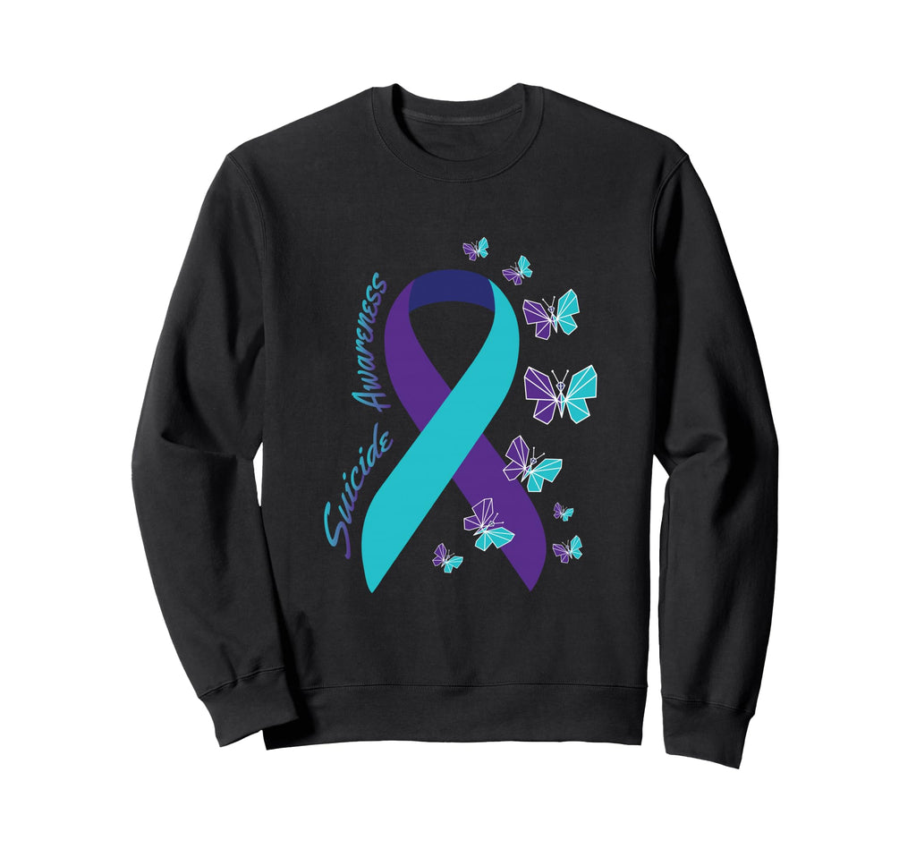 Ribbon Butterfly Suicide Sweatshirt - Minimalist Print for Adults - T-Shirt, Sweatshirt, Hoodie