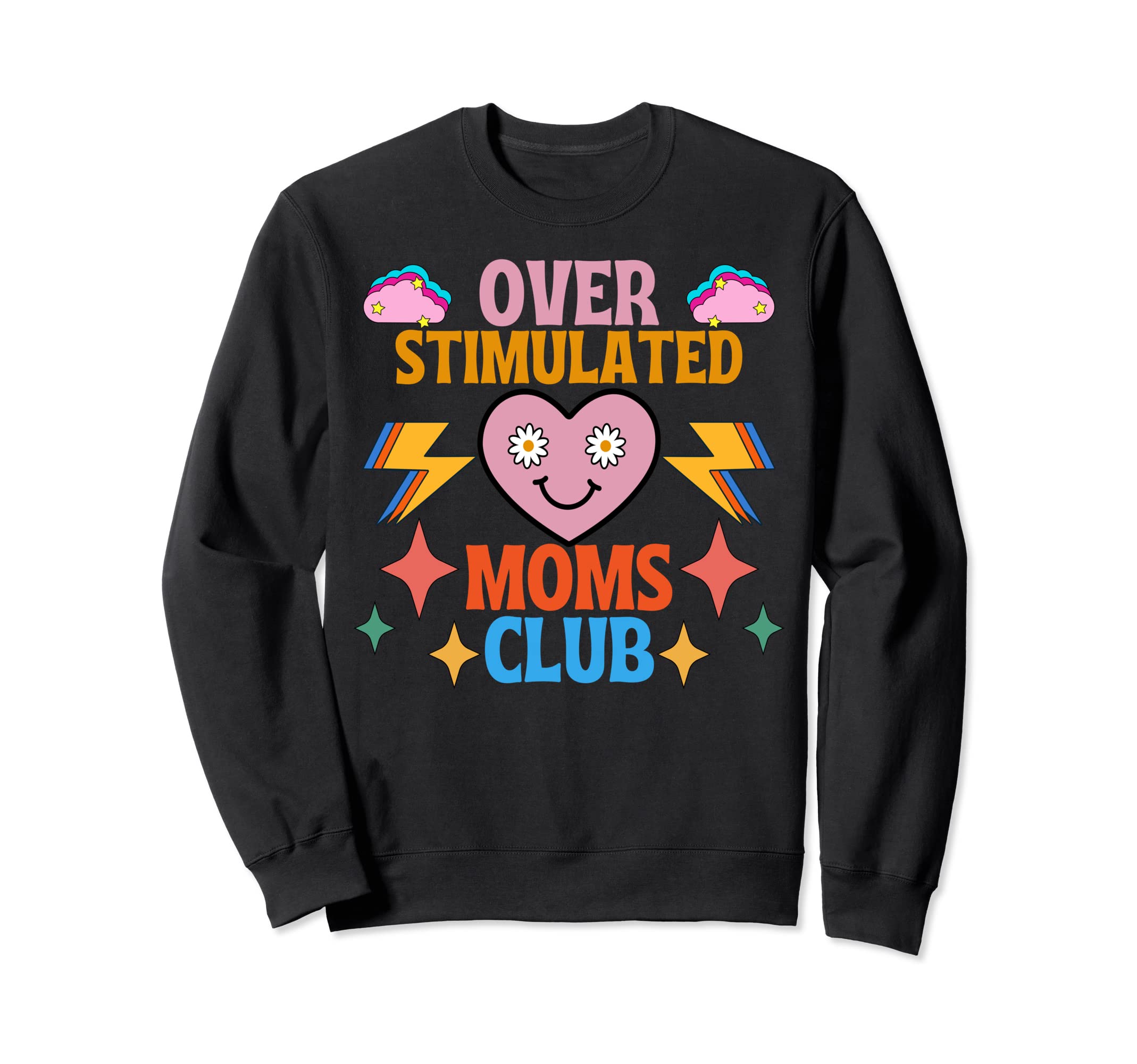Overstimulated Moms Club Heart Sweatshirt - Minimalist Print for Adults - T-Shirt, Sweatshirt, Hoodie