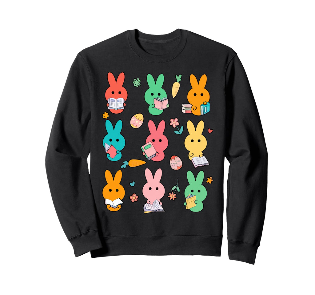 Bunny Reading Books Easter Sweatshirt - Streetwear Style for Adults - T-Shirt, Sweatshirt, Hoodie