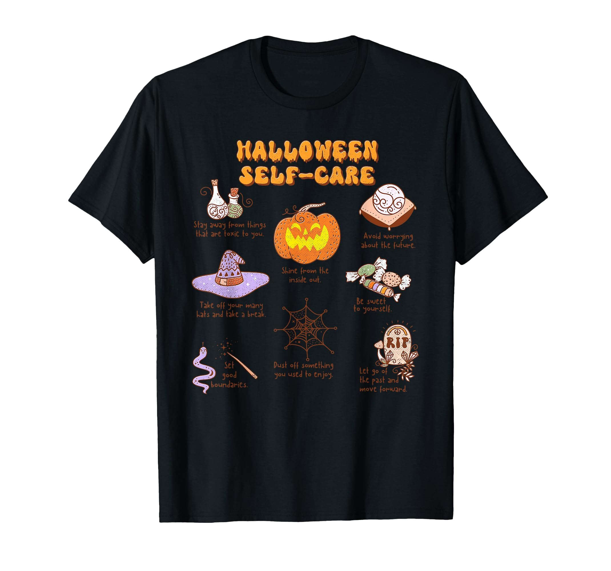 Halloween Mental Health Self Care Self T-Shirt - Unique Graphic for Adults - T-Shirt, Sweatshirt, Hoodie