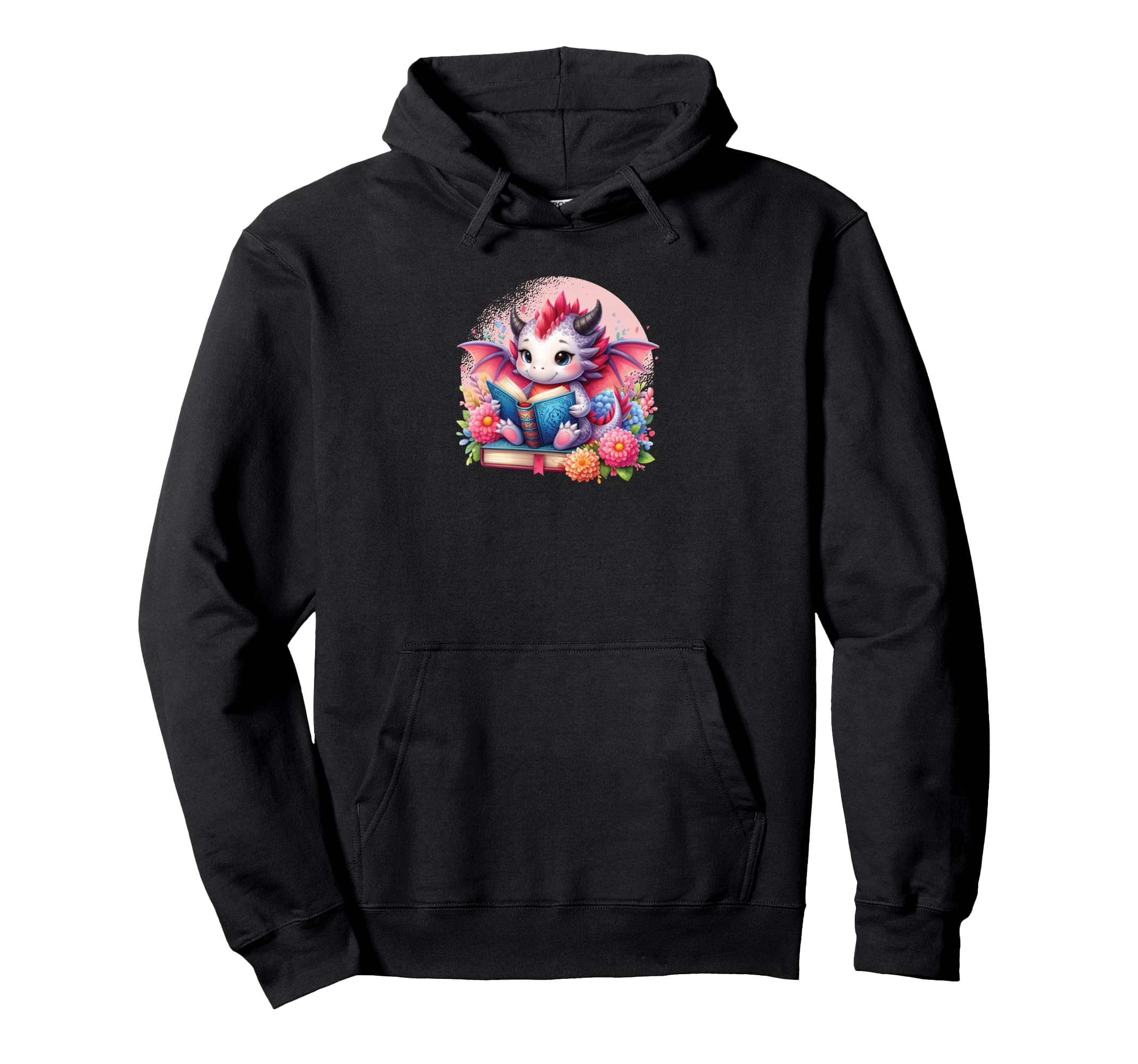 Fantasy Dragon Books Floral Boho Hoodie - Custom Art Print for Adults - T-Shirt, Sweatshirt, Hoodie