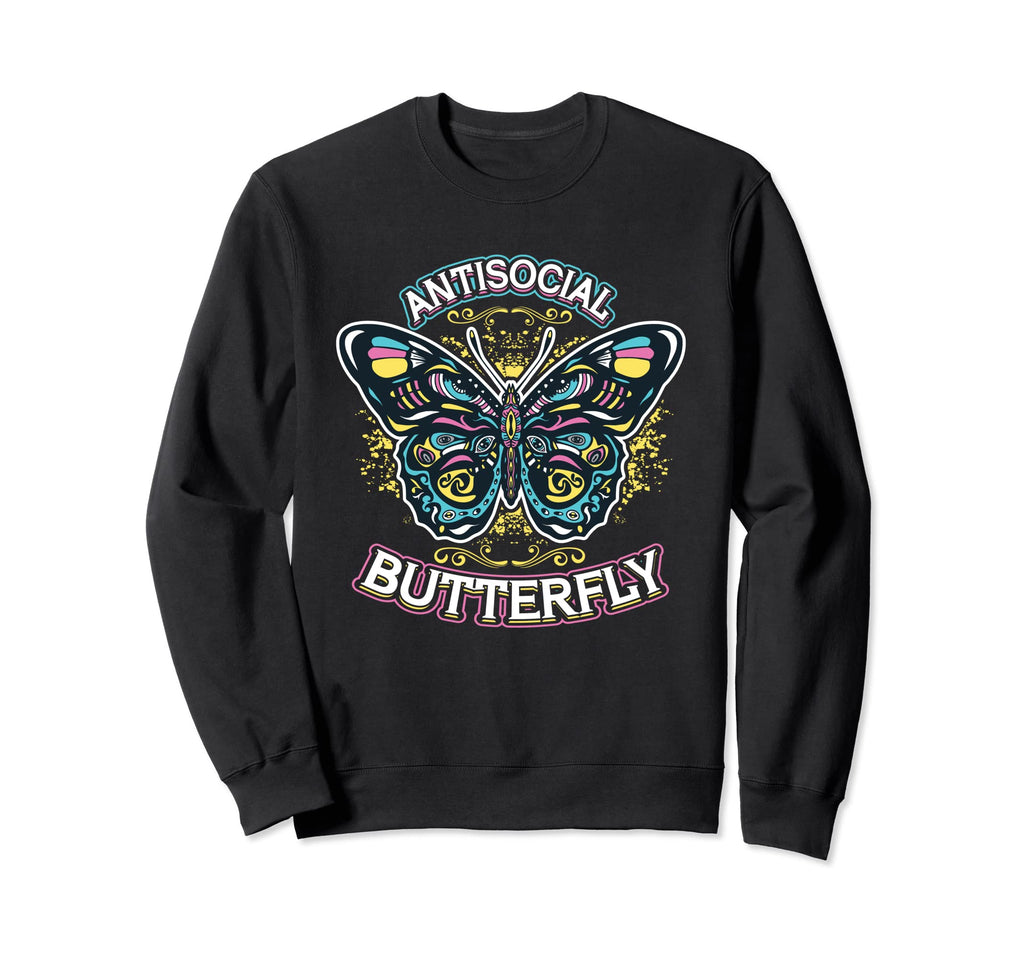 Antisocial Butterfly Sweatshirt - Casual Everyday Wear Men Women - T-Shirt, Sweatshirt, Hoodie