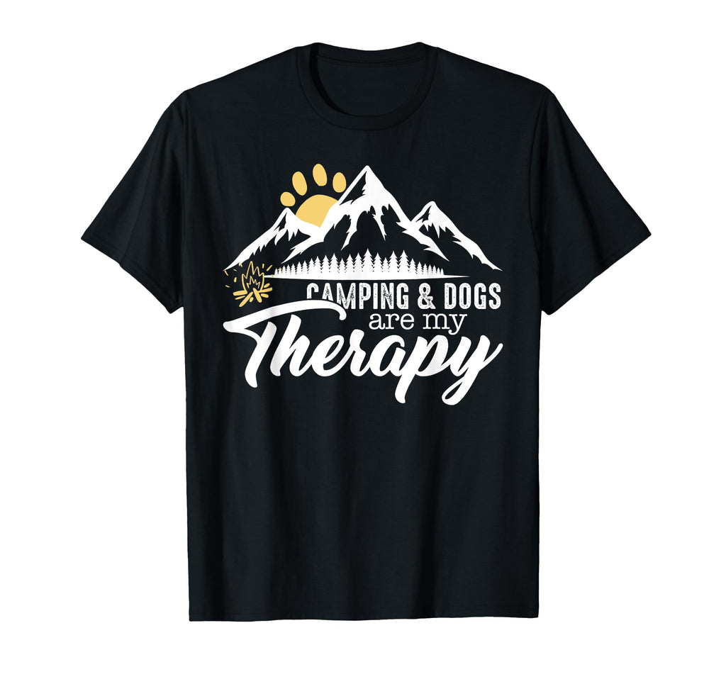 Camping And Dogs Are My Therapy T-Shirt - Trendy Graphic for Adults - T-Shirt, Sweatshirt, Hoodie