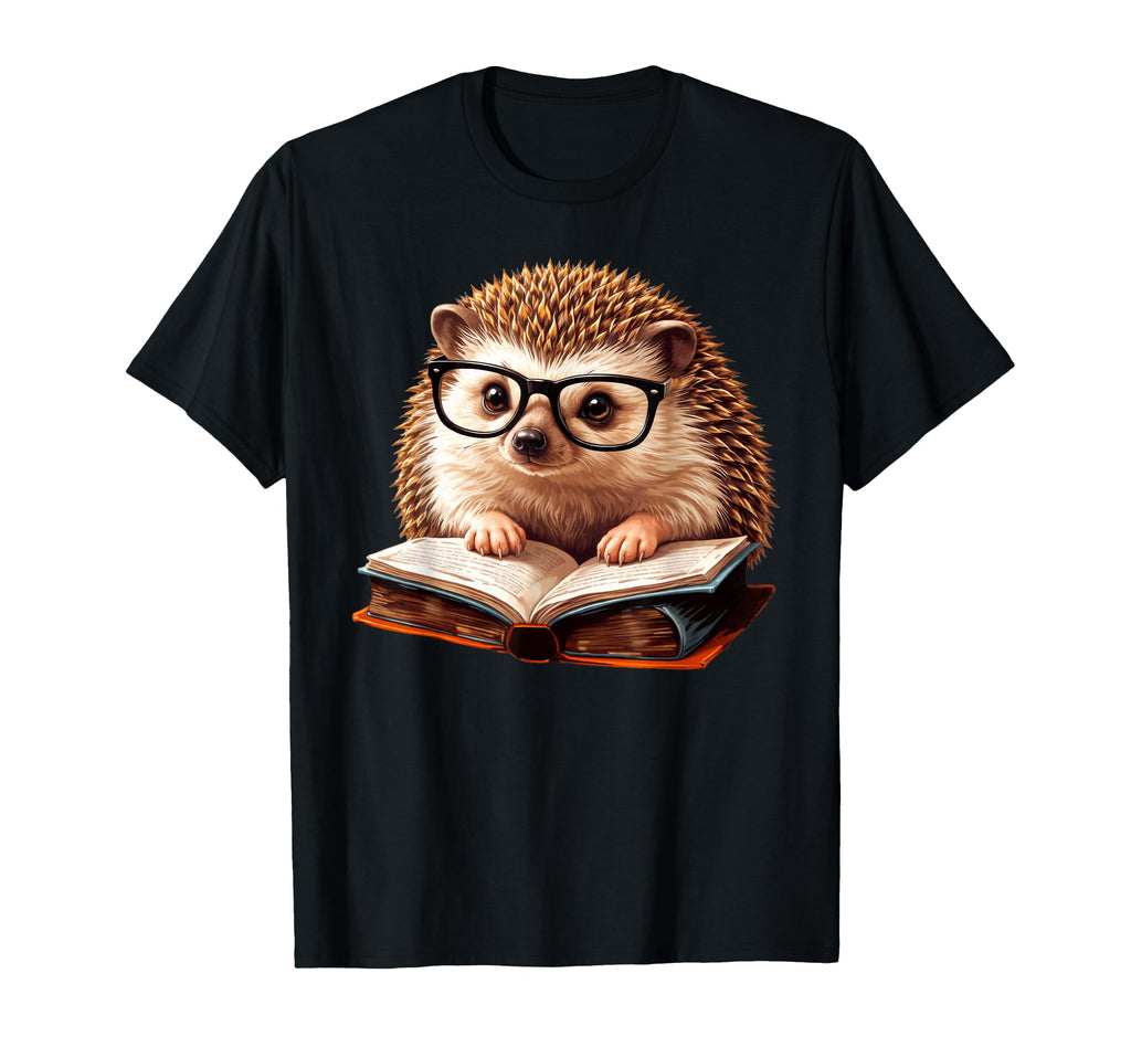 Hedgehog Reading Book Nerd T-Shirt - Custom Art Print for Adults - T-Shirt, Sweatshirt, Hoodie