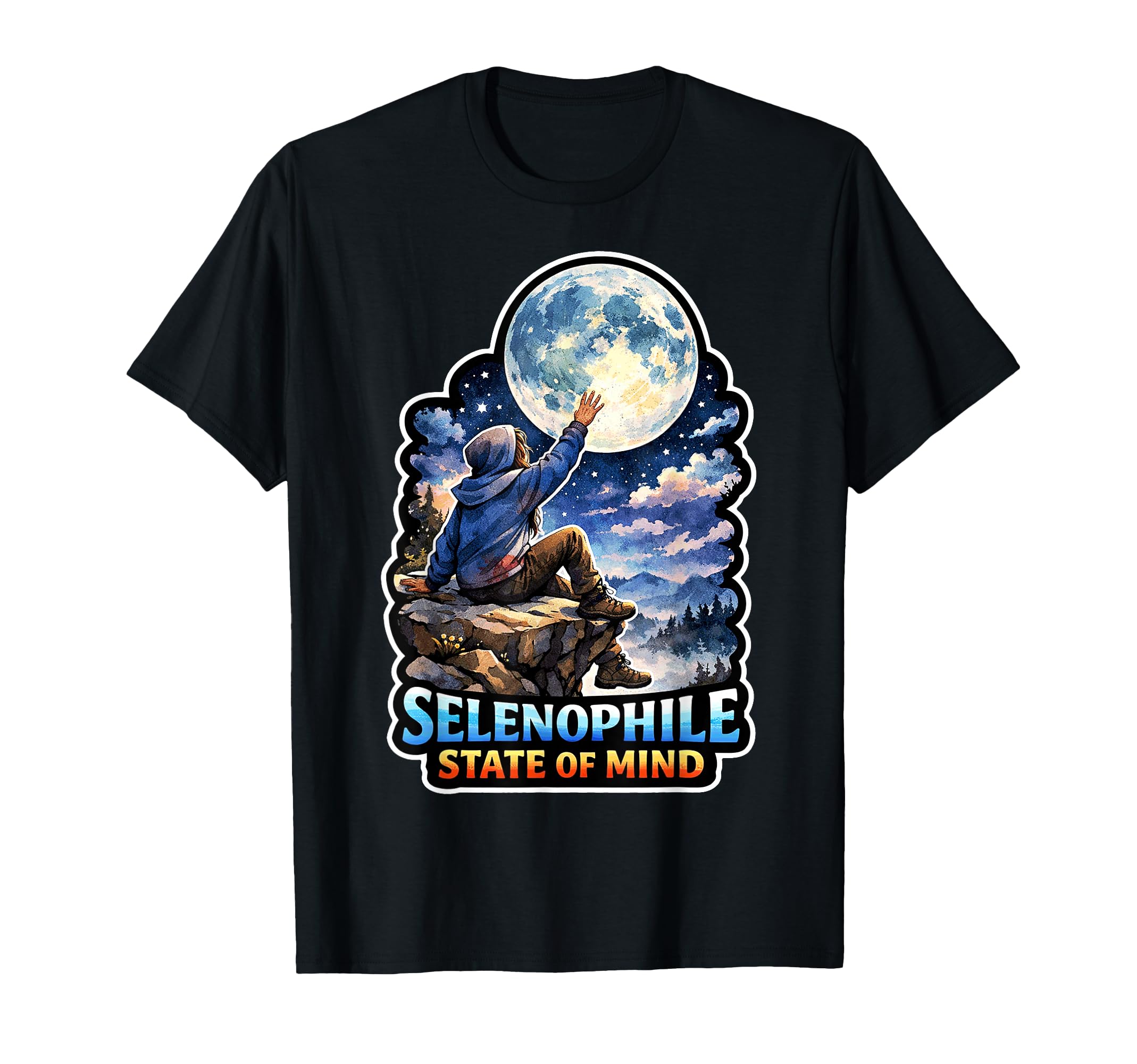Moon Meditation Lunar Mindfulness T-Shirt - Trendy Graphic for Adults - T-Shirt, Sweatshirt, Hoodie