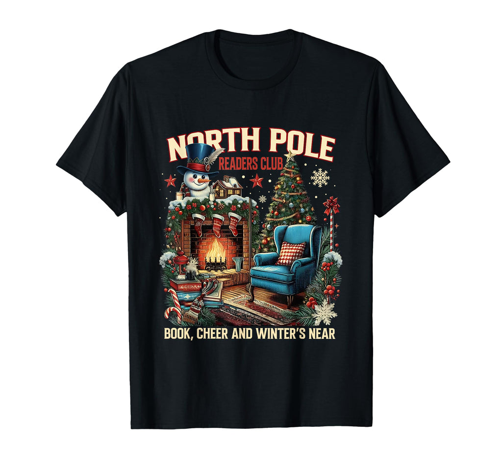 North Pole Readers Club Cozy Book Lover T-Shirt - Graphic Print for Adults - T-Shirt, Sweatshirt, Hoodie